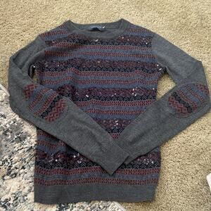 Gryphon Charcoal and Maroon Patterned Crewneck Sweater